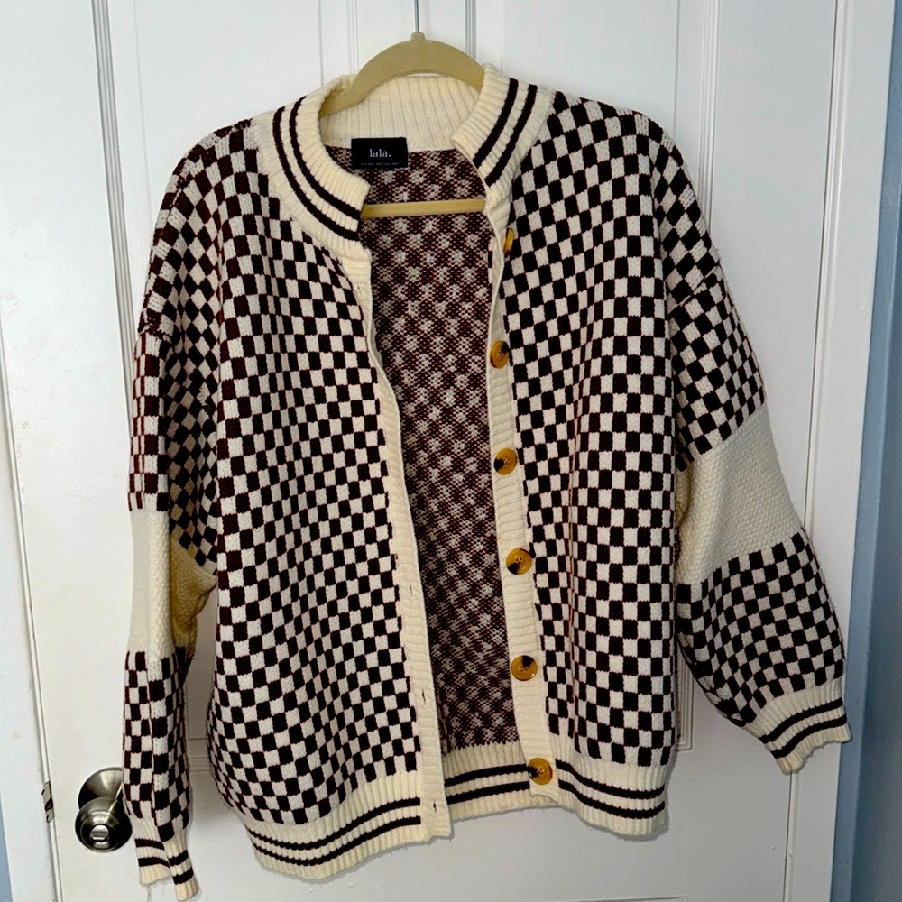 DRESSED IN LALA “EXCLUSIVE: Get What I Want Grandpa Cardigan in Coffee/Cream”